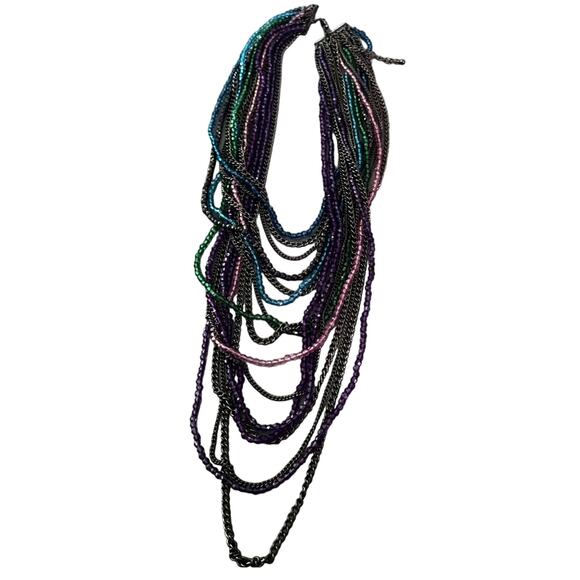 Beaded Multi Chain Layered Necklace - Picture 6 of 7